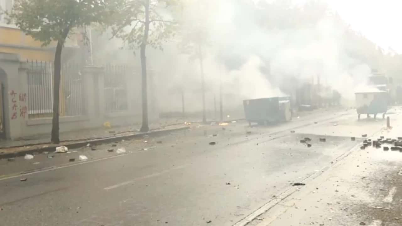 Tensions in Albania protest, Molotov bombs drop, police react with tear gas and water