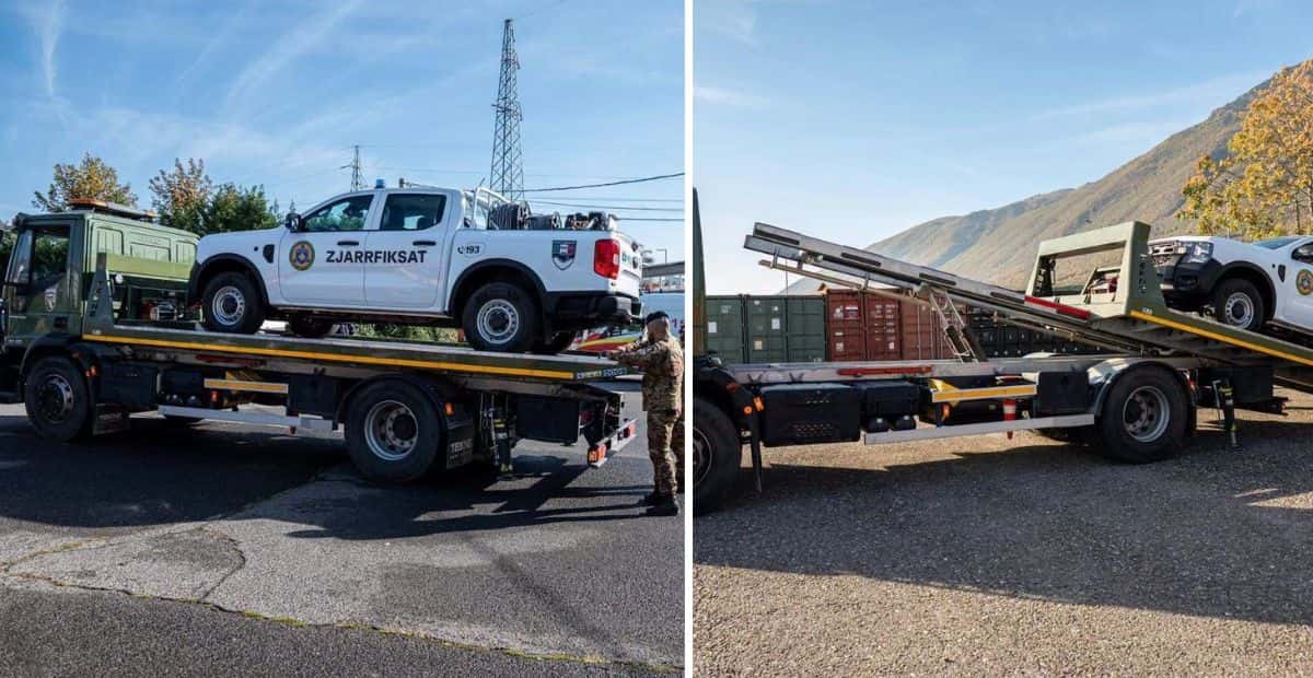 Italian KFOR soldiers support firemen in Pec, donated new vehicles