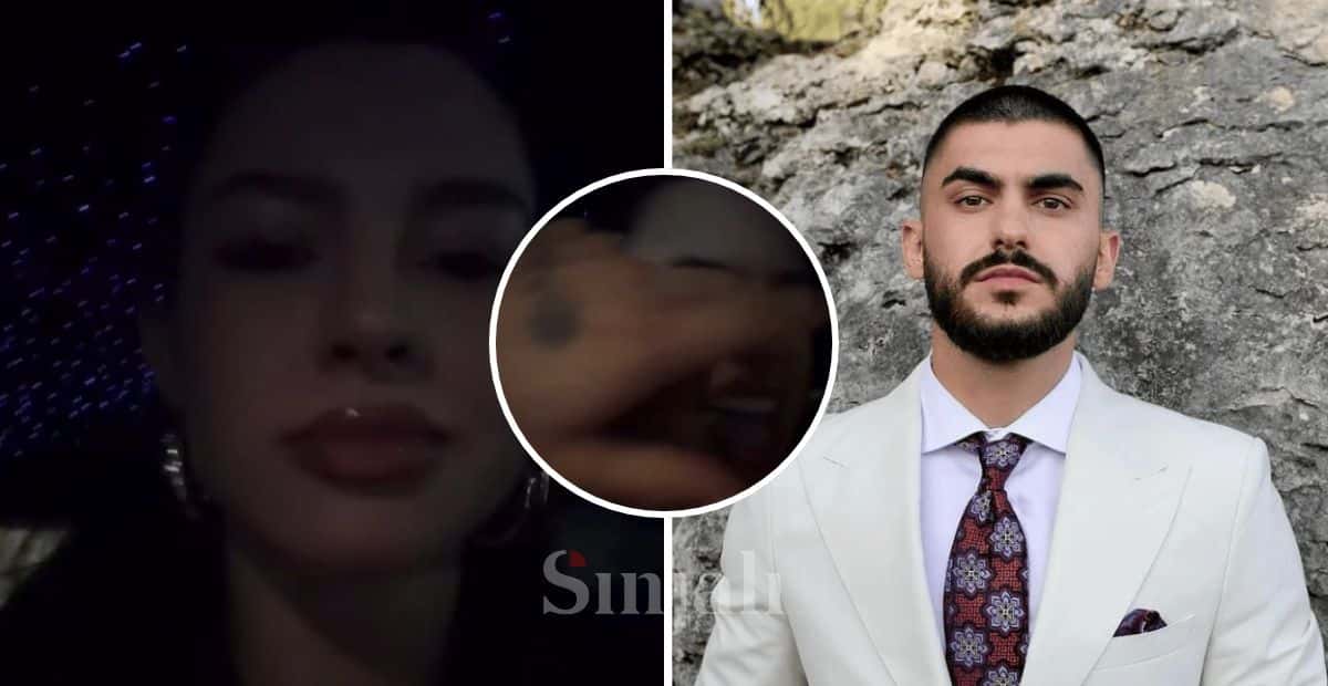 Turkish famous actress Butrint Imer’s hand closes his eyes in Pristina