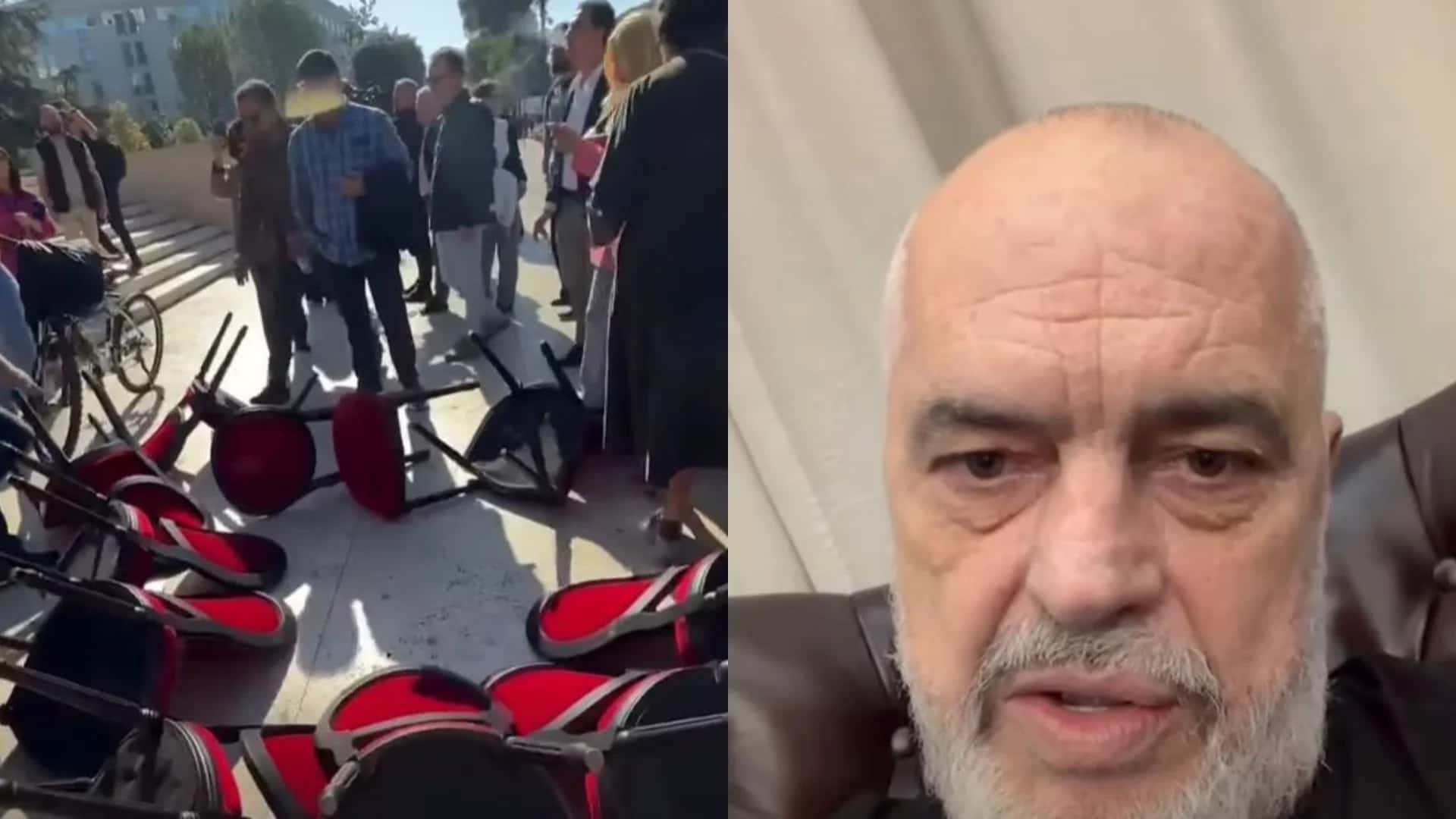 Resign, under dictatorship Rama attends office protest, says dialogue rejected