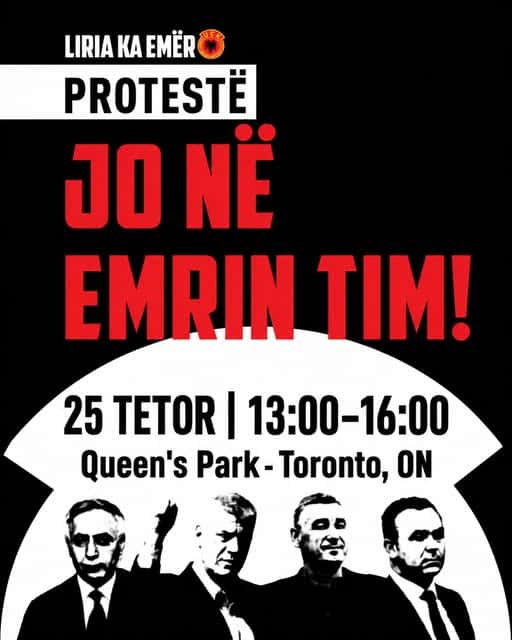 No, not in my name, Albanian exiles protest today in Toronto, Canada