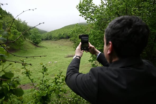 Kurti në natyrë, i duken interesant delet duke kullotur dhe gjelbërimi: Kjo është situatë ilire
