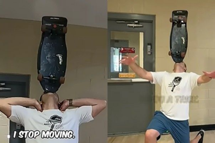Burri mban skateboardin në mjekër për mbi një orë – thyen rekord botëror