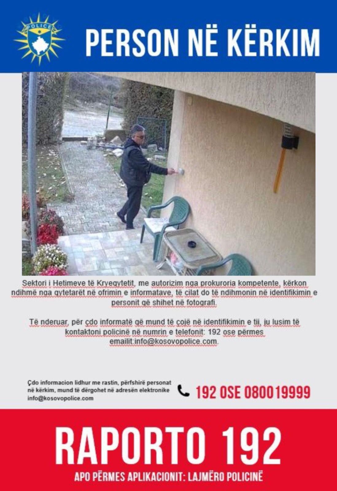 Policia kërkon ndihmën e qytetarëve për kapjen e të dyshuarit për rrezikim të trafikut publik